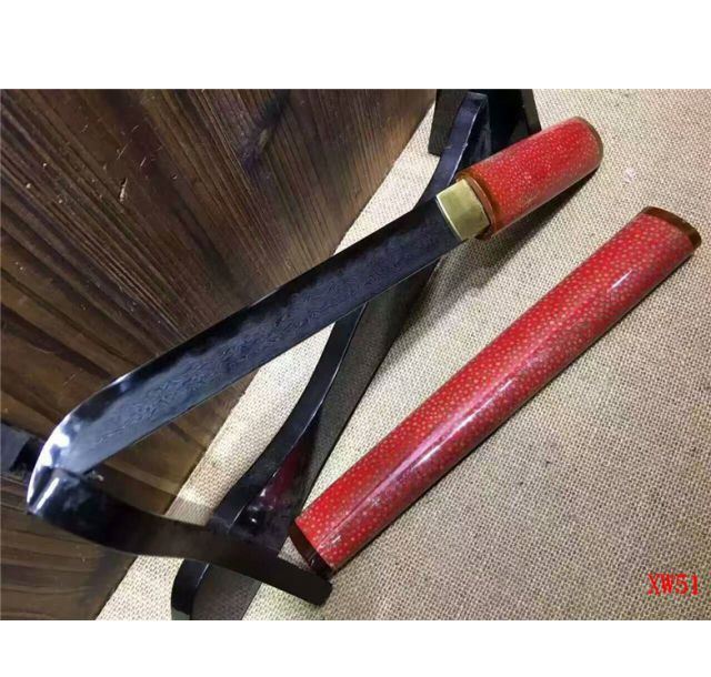 正宗野生珍珠鱼皮花纹钢烧刃小唐刀