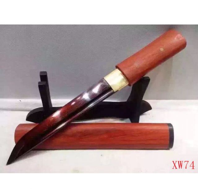 正品红木花纹钢血色小唐刀