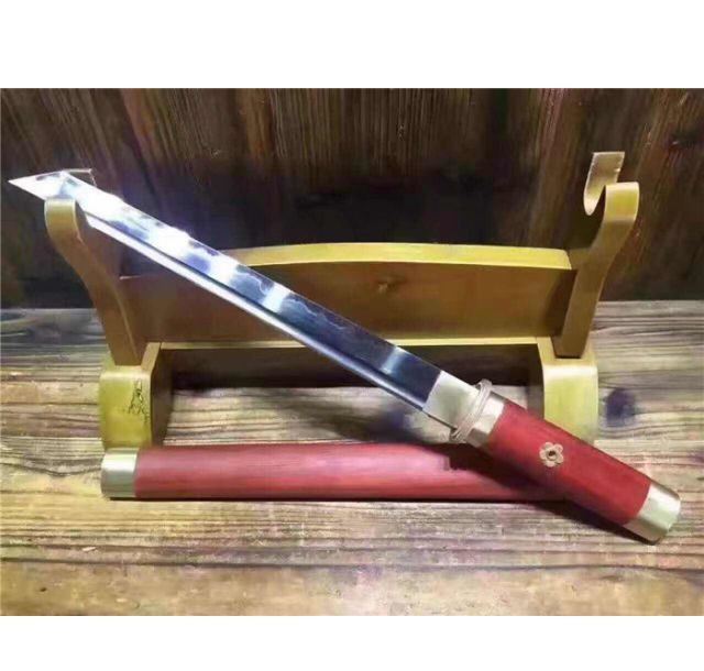 正宗上等红木手工包铜T10烧刃唐刀