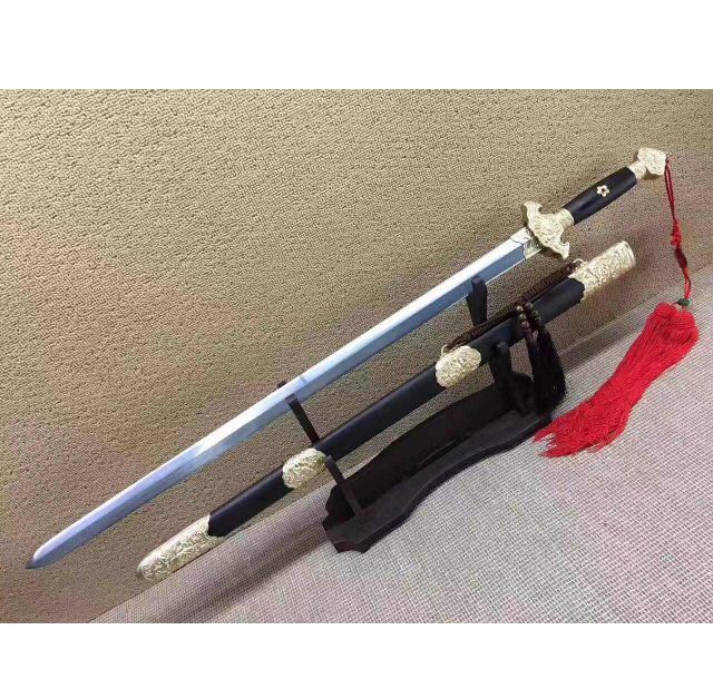 正宗黑檀花纹钢牧丹剑