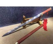 铜装红木花纹钢双槽唐剑