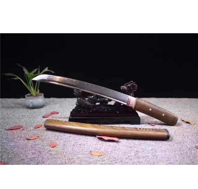 T10烧刃花梨木一体短刀