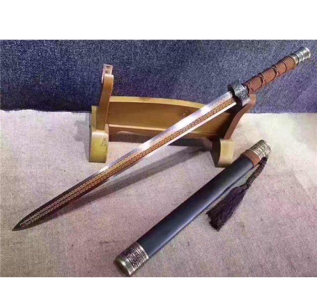 高锰钢火纹秦王剑