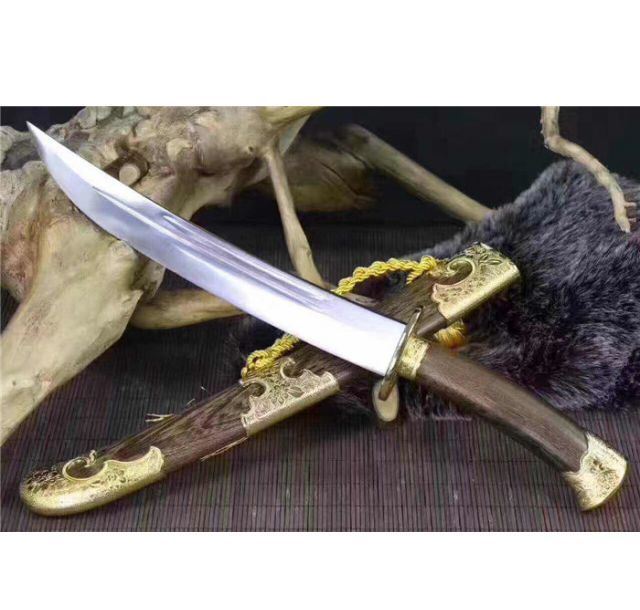 格桑清刀-12寸高锰钢仿金花梨木