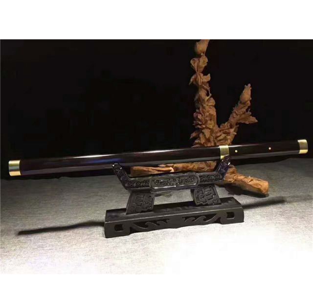 黑檀木T10烧刃素装唐直短直刀